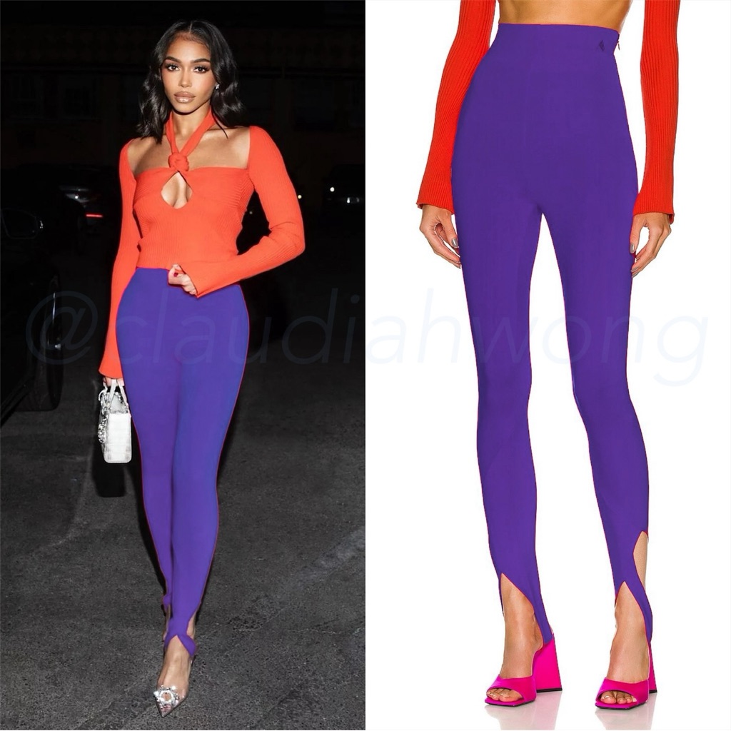 The Attico Jamie High Rise Stirrup Legging Pants In Prism Violet Purple